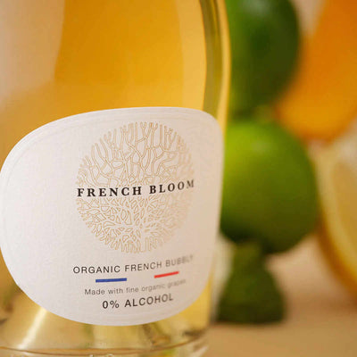 French Bloom Sparkling Non Alcoholic Wine - Le Blanc, close up