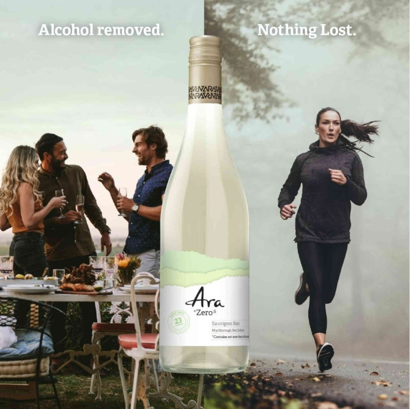 Ara Zero NZ Marlborough Sauvignon Blanc Alcohol Free Wine, lifestyle photo