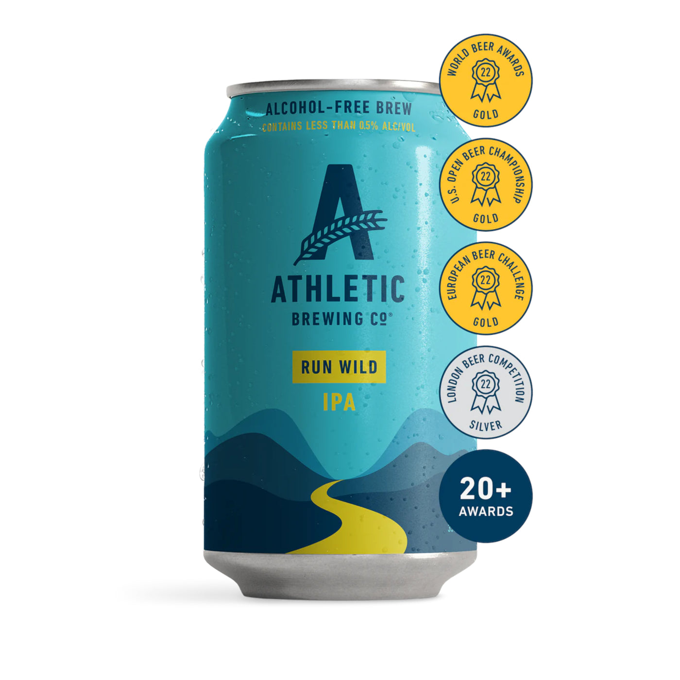 Athletic Brewing Co Non Alcoholic beer Run Wild IPA, front of can