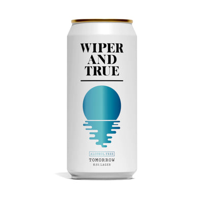 Wiper And True Tomorrow Alcohol Free Lager <0.5% ABV can, front view