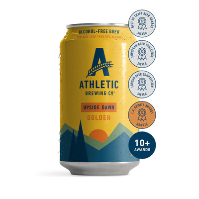 Athletic Brewing Co Non Alcoholic beer Upside Dawn Golden Ale, front of can