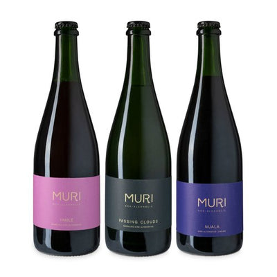 Muri Non Alcoholic Wine Alternative Trio bottles, front view